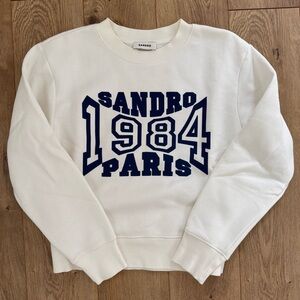 Sandro White Sweatshirt with Navy Print